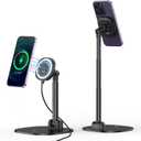 VRIG Magnetic Wireless Charger Phone Stand 360Rotation Desktop Phone Holder Adjustable Cell Phone Stand for iPhone 17/17pro/16/15/14/13 Series Foldable Wireless Charging Station for Android/AirPod