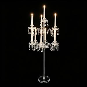 Clear 10 Arms Acrylic Candelabra Centerpieces for Taper LED Candles
