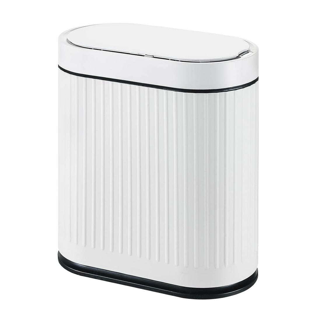 SYNCVIBE Bathroom Sensor Trash Can with Lid Automatic 2 Gallon Smart Garbage Can Bathroom Decor, 7.5 Liter Small Trash Bin, Motion Sensor Waterproof Wastebasket for Office, Bedroom, White Black