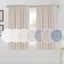 PrinceDeco Linen Curtains 63 Inches Length for Living Room Thick Linen Burlap Rod Pocket Light Filtering Window Drapes for Bedroom Curtains 2 Panels(Angora, 52" W x 63" L)