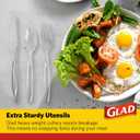 Glad Clear Disposable Cutlery Set with Heavy Duty Plastic Forks, Knives, and Spoons, Reusable Dishwasher Safe Plastic Utensils for Parties and Everyday Use, 240 Count