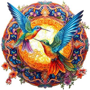 Wooden Puzzles for Adults - Mandala Hummingbird Wooden Puzzle, Unique Shaped Wood Jigsaw Puzzle for Adults, Wood Puzzles Adult, Gifts for Family, Wall Art Home Decor (100pcs 7.9 * 7.9in S)