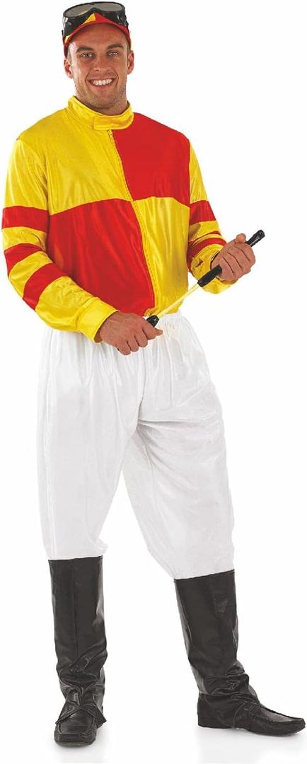 fun shack Horse Jockey Costume for Men, Adult Jockey Halloween Outfit, Equestrian Theme Dress-Up Costume (Small, Red)