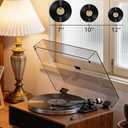 Turntable Record Player with Built-in Speakers, Vinyl Record Player Support Bluetooth Playback Auto Stop 33&45 RPM Speed RCA Line Out AUX in All-in-one Belt-Drive Turntable for Vinyl Records
