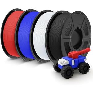 JAYO Rapid Matte PETG Filament 1.75mm 4.4KG Bundle, PETG Matte 3D Printer Filament 4.4kg, 1.1kg per Spool, Pack of 4, Black+White+Blue+Red