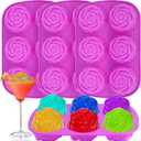 Rose Ice Cube Mold,4 PCS Silicone Rose Ice Cube Tray,Valentine Day Gift Flower Shaped Molds for Chocolate,Candy,Mimosas,Cake,Cocktails,Baking (Purple)