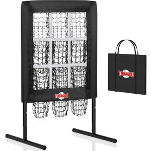 9 Hole Pitching Net with Strike Zone, Baseball Pitching Target, Softball Pitching Net, Protable and Adjustable Pitcher Training Equipment with Throwing Pitching Target, Standard, 
Adjustable (39"-45")