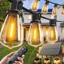 addlon 52(48+4) FT Solar String Lights Waterproof,Patio Lights Solar Powered with Remote & USB Port 16+1 LED Shatterproof Bulbs 3 Light Modes, Dimmable Solar Light for Camping Backyard Garden