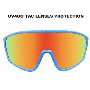 FEISEDY Sunglasses for Women Men, Fashion Mirrored Single Lens, Driving Beach Sunnies UV400 Shades B2996 (Blue/Pink)