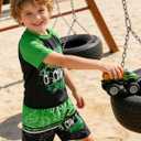 Love Wood Boys Short Sleeve Rash Guard Swimsuit Set with Swim Trunks for 4-14 Years