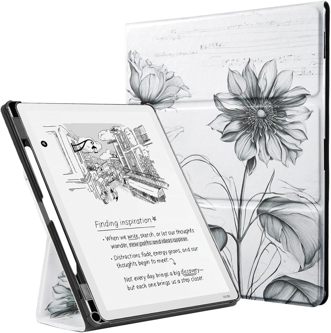 CoBak Case for 11" Kindle Scribe 3rd Generation 2025, Kindle Scribe Colorsoft with Two Viewing Angles - All New PU Leather Cover with Auto Sleep Wake, Pen Holder. Sketch Sunflower