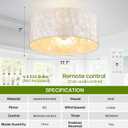 Boho Coastal Ceiling Fan with Lights and Remote, Enclosed Caged Design with Shell Lampshade Fandelier for Bedroom, Nursery, Foyer, Kitchen (6 Speeds)