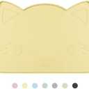 Coomazy Cat Food Mat, Thicker Dog Feeding Mat for Food and Water, Waterproof Non-Slip Silicone Mat for Floor, Dog Food Mat with Raised Edge to Prevent Food Spills and Water Runoff (Yellow, Medium)