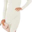 ANRABESS Women Long Sleeve Turtleneck Slim Fit Ribbed Knit Slit Cocktail Party Sweater Midi Dress 2024 Trendy Fall Outfits, Size XL