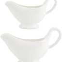 Amosfun 2Pcs Ceramic Gravy Sauce Boats with Handle - 3Oz and 5Oz Condiment Saucier Bowls for Serving Sauce Vinegar and Spices Microwave and Dishwasher Safe (15X4CM)