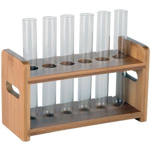 Lily's Home Bamboo Test Tube Vial Shot Glasses Holder Rack, Great as Pen Stand, Made from Bamboo with Built-In Handle, Rack Only, Glass Tubes NOT Included, 6 Tube Capacity (7/8" (22mm') Holes)