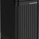 SONGMICS Bathroom Trash Can, 2.6-Gallon (10 L) Trash Bin with Lid, Slim for Small Spaces, Stainless Steel Garbage Can, Soft Close, Black ULTB562B01
