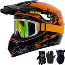 Loyoriwy DOT Certified Kids Motorcycle Helmet for Boys Girls 6-18, Lightweight Youth ATV Helmet with 15 Air Vents & Removable Liner, Motocross Dirt Bike Helmet，for Motocross/ATV/Go-Kart, Orange, Large