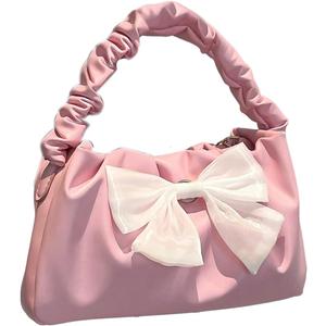 Verdusa Ladies Bow Ruffle Strap Handbag Elegant Top Handle Chain Crossbody Bag