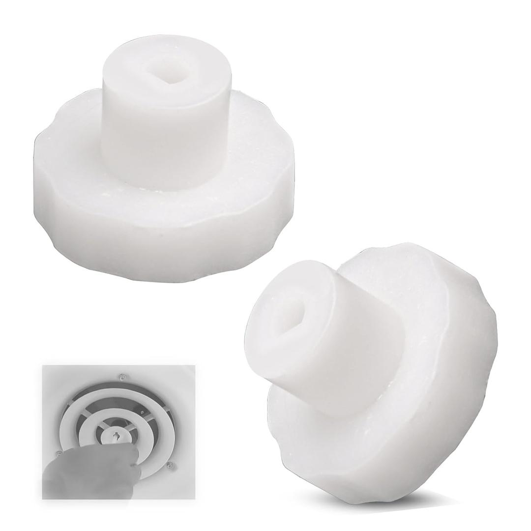 HVAC Manual Damper Knob for 0.25 Inch Shaft, Replacement Control Knob for HVAC Ceiling Dampers & Round Duct Ring with Butterfly Damper, White Easy-Grip Design for Airflow Adjustment, 2 Pack