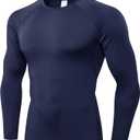 Men's Compression Shirts Long Sleeve Athletic Workout T-Shirt Running Cool Dry Tops Active Base Layer Undershirts (Blue)