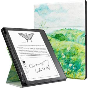 CoBak Stand Case for Kindle Scribe - Premium Folio Leather Cover with Pen Holder, Auto Sleep/Wake - Compatible with 10.2 Inch Kindle Scribe (2022/2024 Release) (Green Wheat Field)