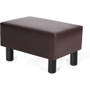 Joveco Small Foot Rest Stool Ottoman, Faux Leather Footrest Footstool for Chair, Under Desk, Office, Living Room, Brown