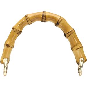 uxcell Bamboo Purse Handle, 5.3" U-Shaped Handbag Handle with D Ring, Replacement Decorative Handbag Strap for Crochet Beach Straw Bag Making, Brown