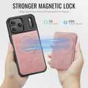 for iPhone 17 Pro Max Wallet Case Compatible with Magsafe, Magnetic RFID Blocking Card Holder Kickstand 2 in 1 Detachable Case for iPhone 17 Pro Max 6.9", Rose Pink