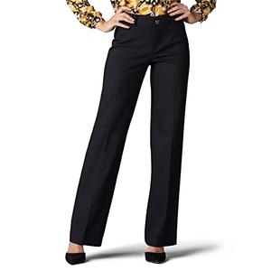 Lee Women's Flex Motion Regular Fit Trouser Pant, Black, 6 Long