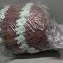 L'AGRATY Chunky Knit Blanket Throw: 50''x60'' Chenille Chunky Knitted Throw Blankets for Bed Couch - Handmade Thick Cable Knit Blanket - Large Crochet Rope Blankets for Home Decor (Brown Green Striped)