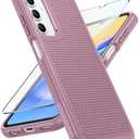 FNTCASE for Samsung Galaxy A15-5G Case: Dual Layer Protective Heavy Duty Cell Phone Cover Shockproof Rugged with Non Slip Textured Back - Military Protection Bumper Tough - 2024, 6.5inch Pink