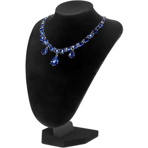 TENINYU Professional 3D Necklace Display Stand, Black Velvet Jewelry Bust Holder, 9.6 Inch Chain Organizer Tower for Home Display (Black)