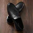 Loafers for Men, Slip-On Casual Business Shoes, Faux Leather Round Toe for Work & Daily Wear D01, 9.5