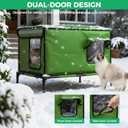 Cat House for Outside Use 900D Oxford Cloth, Outside Cat House Weatherproof with Remote Control Heated Pad, Insulated Cat Houses with Removable Feet to Isolate Moisture, Against Extreme Weather, Large