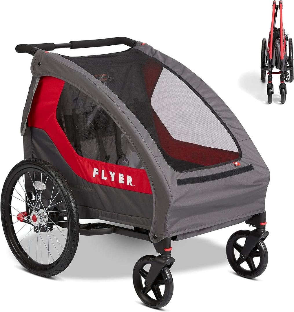 Flyer Duoflex 2 in 1 Bike Trailer and Double Stroller for Toddlers, 1+ Years