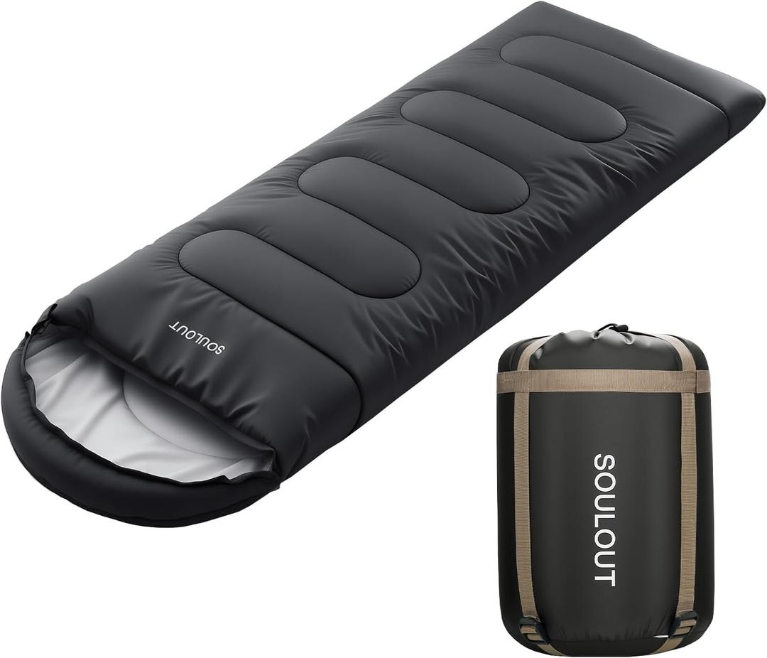 3-4 Season Sleeping Bag for Adults & Kids, Lightweight Warm Cold Weather Camping Bag with Waterproof Compression Sack  Portable for Hiking, Backpacking, Traveling & Outdoor Adventures (Dark Grey)
