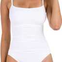La Blanca Women's One Piece Swimsuit Island Goddess Shirred Side Women's Bathing Suit (2, White)