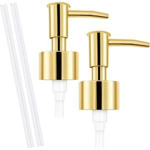 2Pack Gold Soap Dispenser Pump Replacement - Soap Pump for Lotion & Regular Glass Bottles - Soap Pump Dispenser Top Replacement for Soap Dispenser PumpStandard Diameter 28/400 Neck Size