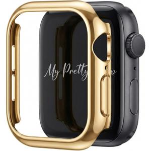 My Pretty Strap Glossy XOXO Apple Watch Bumper Case - Touch-Friendly Open Face Design- No Screen Fogging- Compatible with Series 1-11, SE & Ultra 38/40/41/42/44/45/46/49mm (Gold)