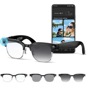 Mingtawn AI Smart Glasses 4K HD Camera, BT Call, 800W Anti-Shake Camera Glasses with Video Recording Dual Mic, Simultaneous Interpretation/GPT Identify Objects, 270mAh BlueLight GlassesPhotochromic 2