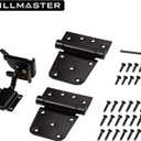 HILLMASTER Heavy Duty Gate Latch Kit for Wooden Vinyl Fence, 1 Pack Self-Locking Gate Latch and 2 Pack 3.5 Spring Tee Hinges, Gate Fence Hardware Set, Black Finish