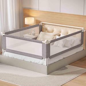 3-Piece Queen Size Bed Rail for Toddlers - Height Adjustable Baby Bed Rail Guard with Headboard Rod,Safety Bed Rails for Queen Size Bed with Child Lock(78.74x78.74x59Inch (Grey)