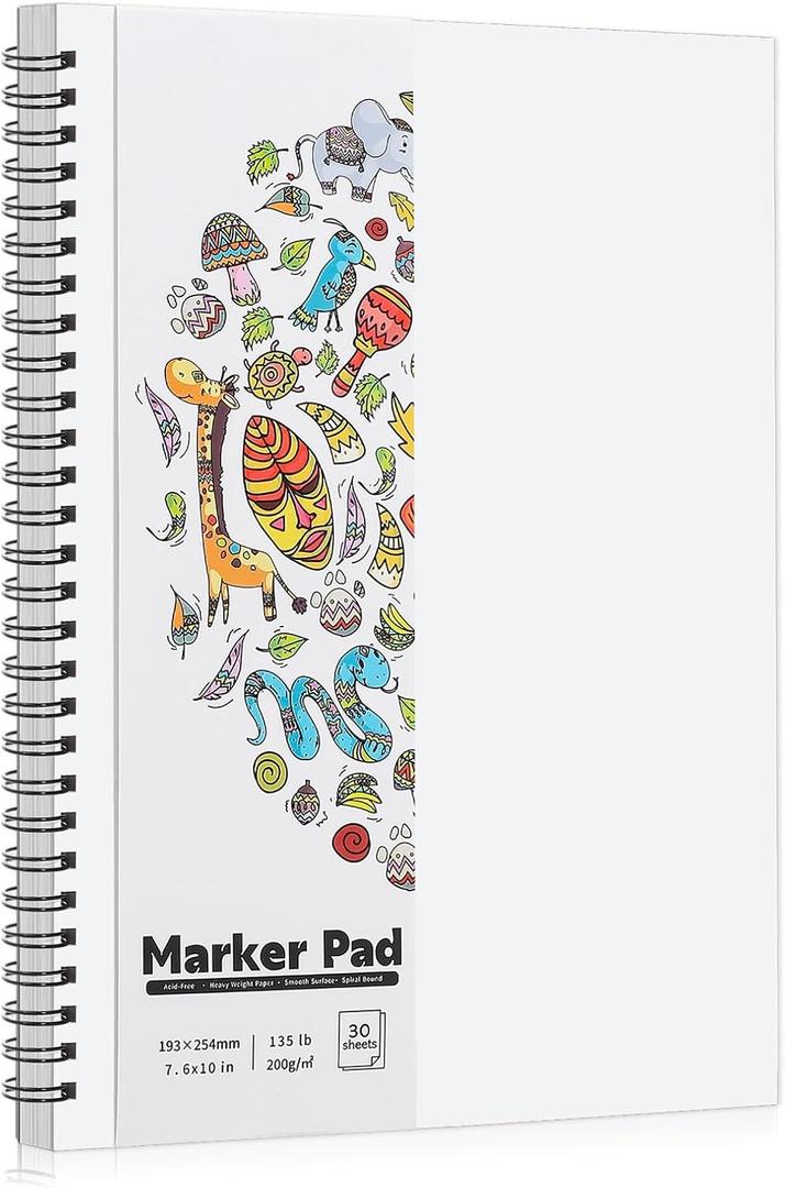 135lb/200gsm Marker Paper Pad, 7.610in Double Sided Bleedproof Marker Sketchbook, 30 Sheets Art Paper Sketch Pad, Painting Coloring Smooth Alcohol Marker Paper for DIY, Drawing, Ideal Gift 135lb/200gsm Marker Paper Pad, 7.610in Double Sided Bleedproof Marker Sketchbook, 30 Sheets Art Paper Sketch Pad, Painting Coloring Smooth Alcohol Marker Paper for DIY, Drawing, Ideal Gift