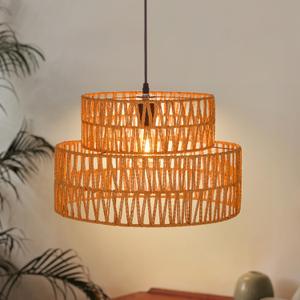 Arturesthome Coastal Woven Pendant Light Fixture 1 Light Adjustable Rattan Pendant Lighting for Kitchen Island Sink Dining Room D 15.7"*9.8"