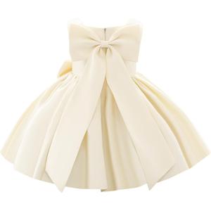 IDOPIP Flower Girl Bowknot Tutu Dress for Kids Baby Princess Wedding Bridesmaid Birthday Party Pageant Baptism Dresses 6M-10T (12-18 Months, Champagne)