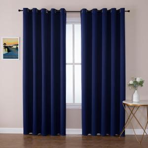ChrisDowa Blackout Curtains 70 inches Wide for Bedroom - 2 Panels Set Extra Wide Grommet Thermal Insulated Room Darkening Curtains for Living Room (Navy Blue, 70 x 84 Inch)