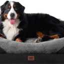 EHEYCIGA Orthopedic XXL Dog Bed for Large Sized Dog, 52x41x8 Inch Extra Large Memory Foam Dog Couch Bed with Sides, Waterproof Liner & Washable Removable Cover, Bolster Pet Sofa, Grey/Black