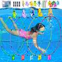 Gushu Diving Toys 15 PCS Pool Toys for Kids Age 4-8 8-12 Water Swim Thru Rings with Buoys and Sandbags Underwater Training Program Swimming Pool Games Water Sports Gifts