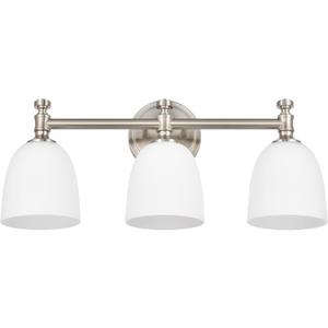 Bathroom Vanity Light, 3-Light Bathroom Light Fixtures Over Mirror, Traditional Vanity Lights for Living Room, Milk White Bell Glass Shades, Standard E26 Base, Brushed Nickel Bathroom Vanity Light, 3-Light Bathroom Light Fixtures Over Mirror, Traditional Vanity Lights for Living Room, Milk White Bell Glass Shades, Standard E26 Base, Brushed Nickel